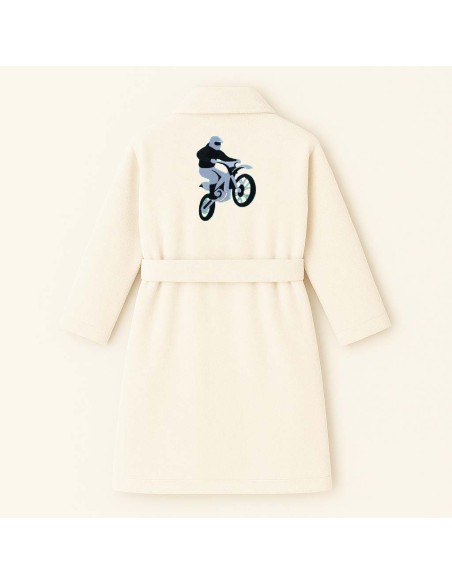 PEIGNOIR BRODÉ ADULTE PERSONNALISÉ DEVANT ET MOTIF DOS MOTO