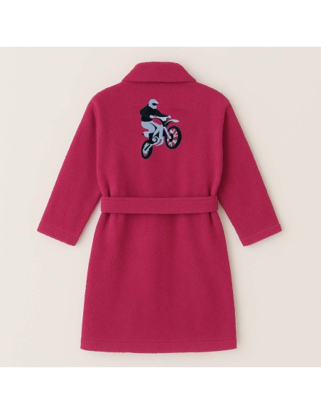 PEIGNOIR BRODÉ ADULTE PERSONNALISÉ DEVANT ET MOTIF DOS MOTO