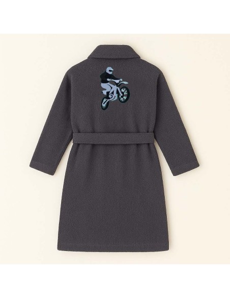 PEIGNOIR BRODÉ ADULTE PERSONNALISÉ DEVANT ET MOTIF DOS MOTO