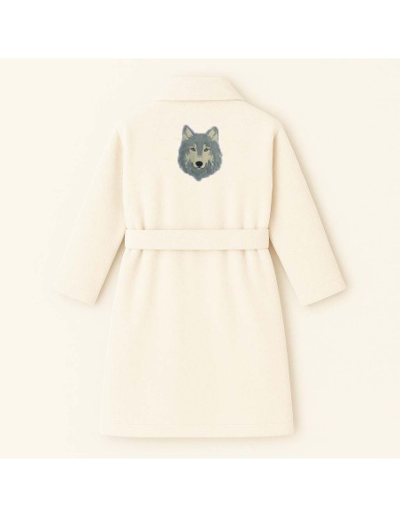 PEIGNOIR BRODÉ ADULTE PERSONNALISÉ DEVANT ET MOTIF DOS LOUP 8