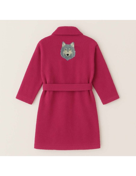 PEIGNOIR BRODÉ ADULTE PERSONNALISÉ DEVANT ET MOTIF DOS LOUP 8