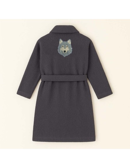 PEIGNOIR BRODÉ ADULTE PERSONNALISÉ DEVANT ET MOTIF DOS LOUP 8