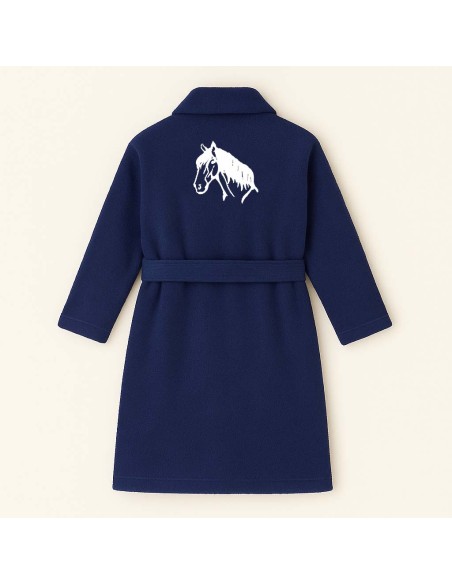 PEIGNOIR BRODÉ ADULTE PERSONNALISÉ DEVANT ET MOTIF DOS CHEVAL