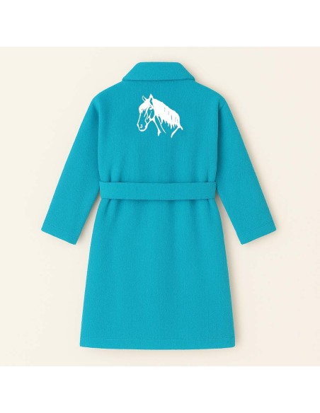 PEIGNOIR BRODÉ ADULTE PERSONNALISÉ DEVANT ET MOTIF DOS CHEVAL