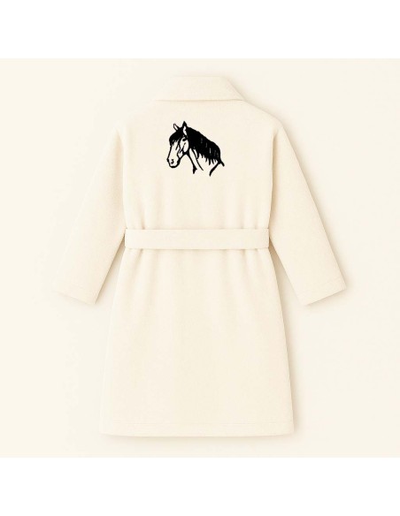 PEIGNOIR BRODÉ ADULTE PERSONNALISÉ DEVANT ET MOTIF DOS CHEVAL