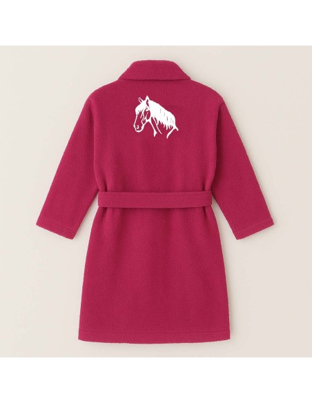 PEIGNOIR BRODÉ ADULTE PERSONNALISÉ DEVANT ET MOTIF DOS CHEVAL