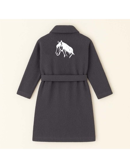 PEIGNOIR BRODÉ ADULTE PERSONNALISÉ DEVANT ET MOTIF DOS CHEVAL