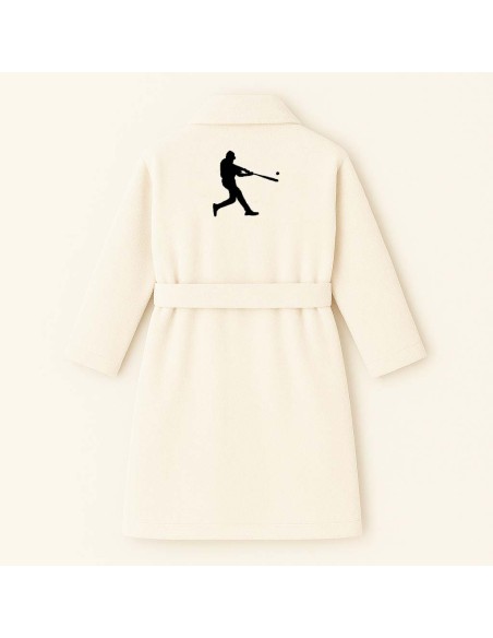 PEIGNOIR BRODÉ ADULTE PERSONNALISÉ DEVANT ET MOTIF DOS BASEBALL