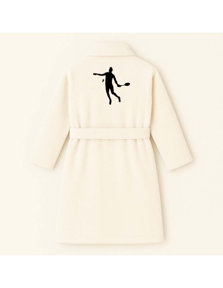 PEIGNOIR BRODÉ ADULTE PERSONNALISÉ DEVANT ET MOTIF DOS BADMINTON