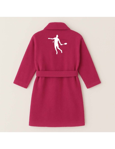 PEIGNOIR BRODÉ ADULTE PERSONNALISÉ DEVANT ET MOTIF DOS BADMINTON