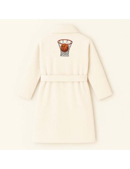 PEIGNOIR BRODÉ ADULTE PERSONNALISÉ DEVANT ET MOTIF DOS BASKET