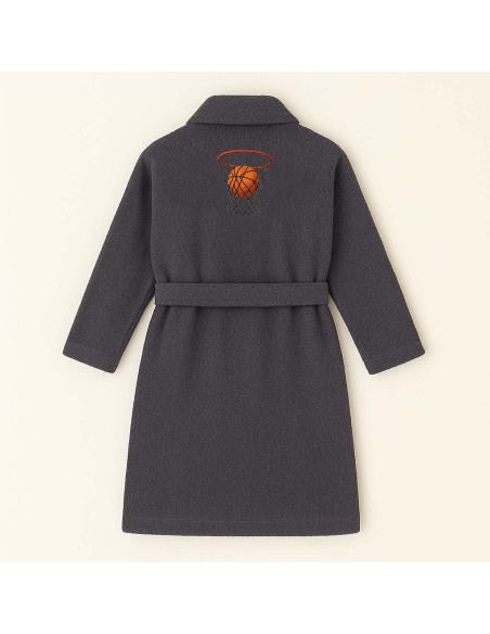 PEIGNOIR BRODÉ ADULTE PERSONNALISÉ DEVANT ET MOTIF DOS BASKET