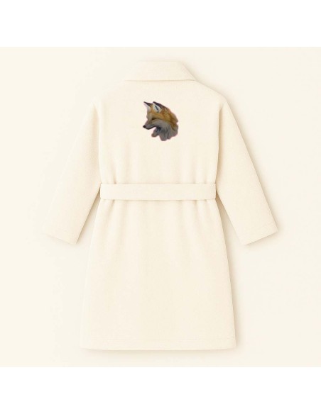 PEIGNOIR BRODÉ ADULTE PERSONNALISÉ DEVANT ET MOTIF DOS RENARD
