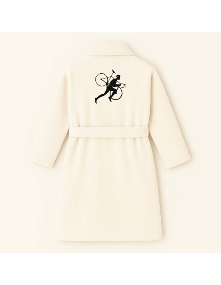 PEIGNOIR BRODÉ ADULTE PERSONNALISÉ DEVANT ET MOTIF DOS CYCLO CROSS