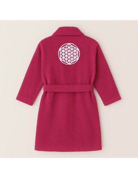 PEIGNOIR BRODÉ ADULTE PERSONNALISÉ DEVANT ET MOTIF DOS FLEUR DE VIE