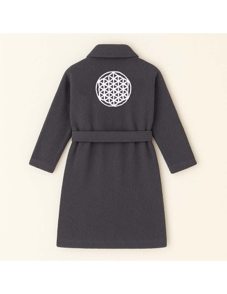 PEIGNOIR BRODÉ ADULTE PERSONNALISÉ DEVANT ET MOTIF DOS FLEUR DE VIE