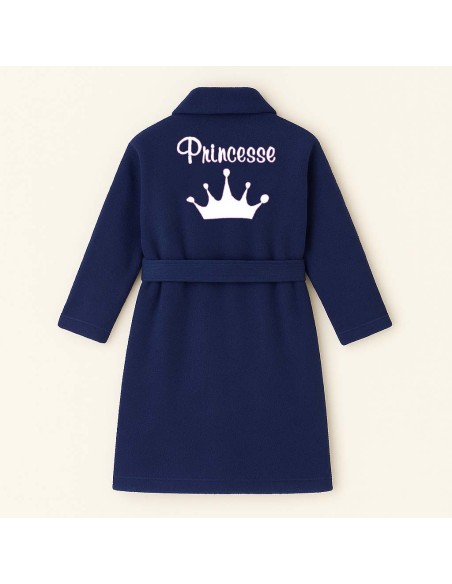 PEIGNOIR BRODÉ ADULTE PERSONNALISÉ DEVANT ET MOTIF DOS COURONNE PRINCESSE