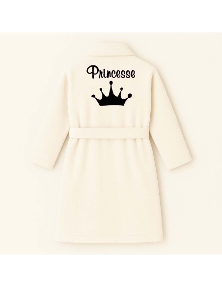 PEIGNOIR BRODÉ ADULTE PERSONNALISÉ DEVANT ET MOTIF DOS COURONNE PRINCESSE