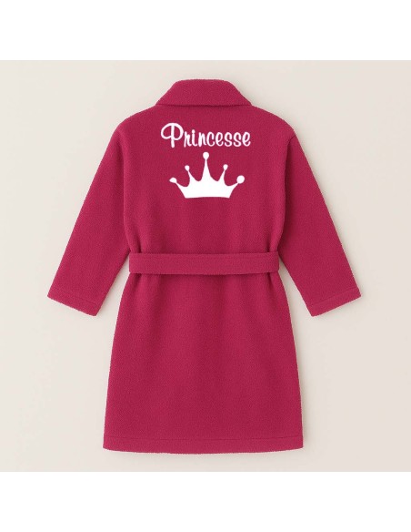 PEIGNOIR BRODÉ ADULTE PERSONNALISÉ DEVANT ET MOTIF DOS COURONNE PRINCESSE