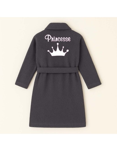 PEIGNOIR BRODÉ ADULTE PERSONNALISÉ DEVANT ET MOTIF DOS COURONNE PRINCESSE