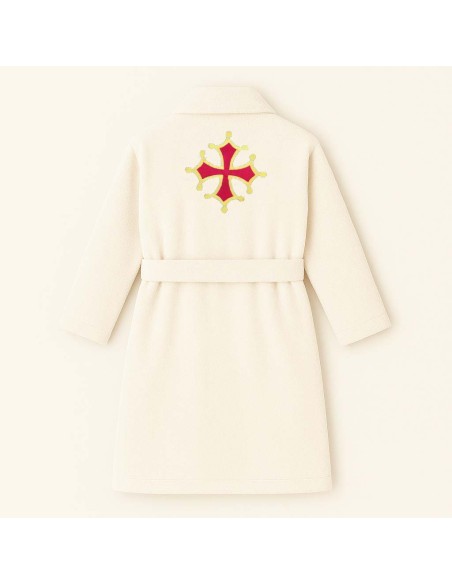 PEIGNOIR BRODÉ ADULTE PERSONNALISÉ DEVANT ET MOTIF DOS CROIX OCCITANE