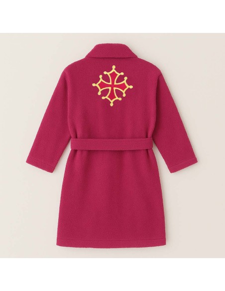 PEIGNOIR BRODÉ ADULTE PERSONNALISÉ DEVANT ET MOTIF DOS CROIX OCCITANE