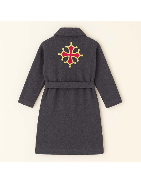 PEIGNOIR BRODÉ ADULTE PERSONNALISÉ DEVANT ET MOTIF DOS CROIX OCCITANE