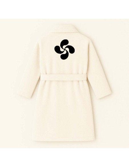 PEIGNOIR BRODÉ ADULTE PERSONNALISÉ DEVANT ET MOTIF DOS CROIX BASQUE