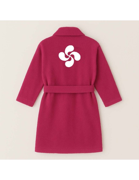 PEIGNOIR BRODÉ ADULTE PERSONNALISÉ DEVANT ET MOTIF DOS CROIX BASQUE