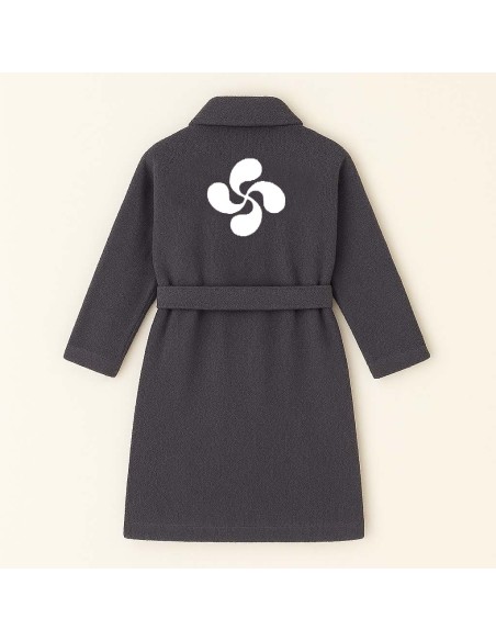 PEIGNOIR BRODÉ ADULTE PERSONNALISÉ DEVANT ET MOTIF DOS CROIX BASQUE