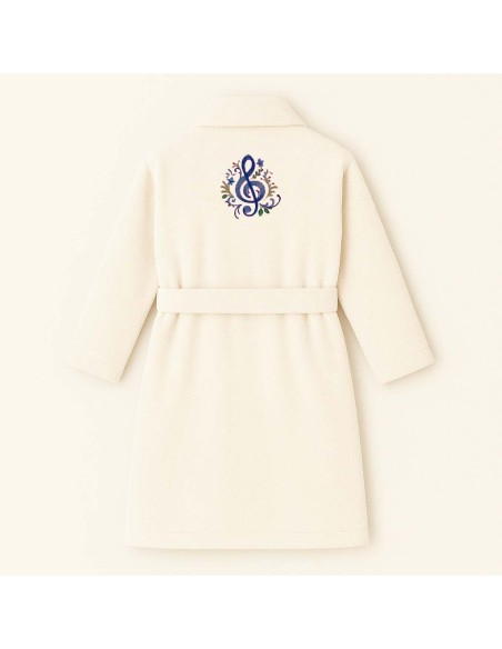 PEIGNOIR BRODÉ ADULTE PERSONNALISÉ DEVANT ET MOTIF DOS NOTE DE MUSIQUE