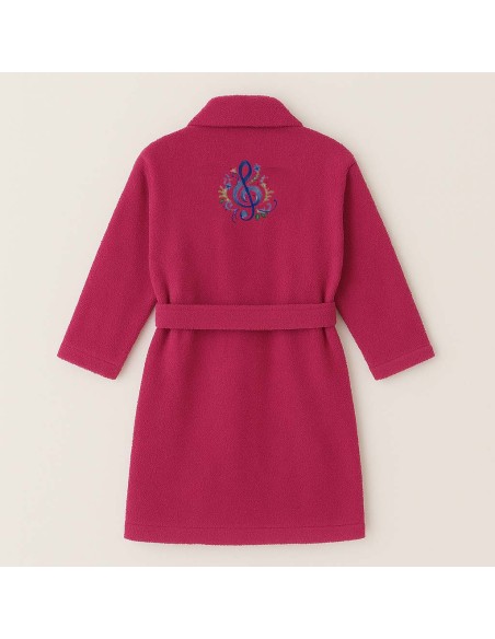 PEIGNOIR BRODÉ ADULTE PERSONNALISÉ DEVANT ET MOTIF DOS NOTE DE MUSIQUE