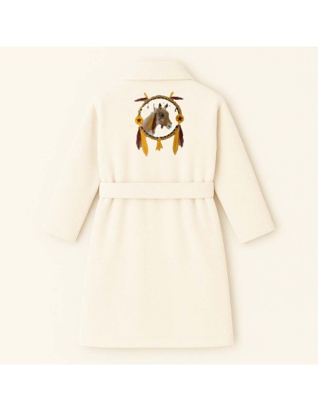 PEIGNOIR BRODÉ ADULTE PERSONNALISÉ DEVANT ET MOTIF DOS ATTRAPE RÊVES CHEVAL