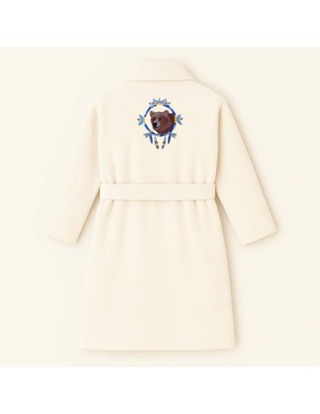 PEIGNOIR BRODÉ ADULTE PERSONNALISÉ DEVANT ET MOTIF DOS ATTRAPE RÊVES OURS