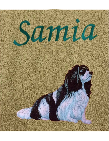 Drap de Bain Cavalier King Charles Tricolore Personnalisé 70X140