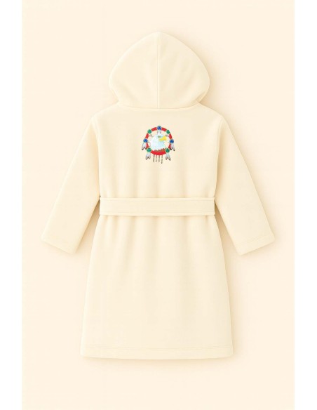 Peignoir brodé enfant personnalisé devant et  motif Attrape rêves aigle au dos