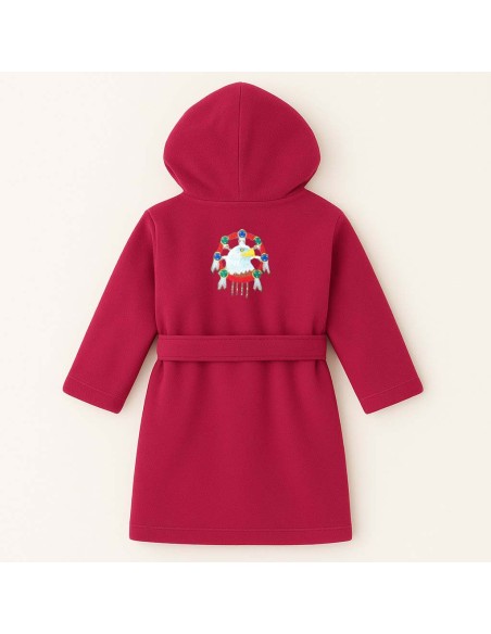 Peignoir brodé enfant personnalisé devant et  motif Attrape rêves aigle au dos