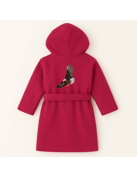 Peignoir brodé enfant personnalisé devant et  motif aigle au dos