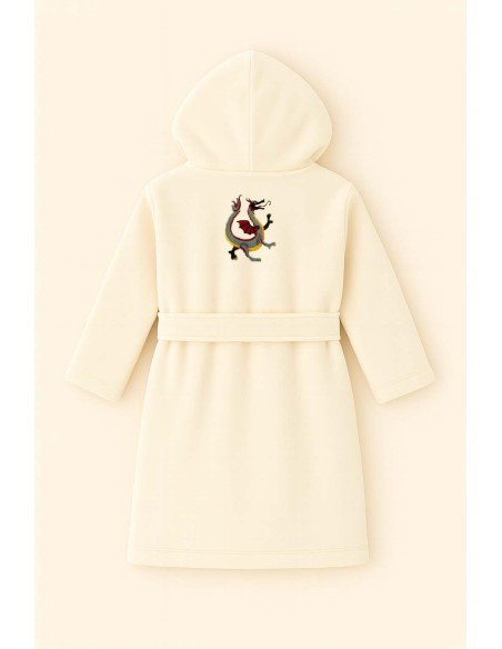 Peignoir brodé enfant personnalisé devant et  motif dragon au dos