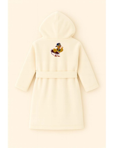 Peignoir brodé enfant personnalisé devant et  motif Canard 4 au dos