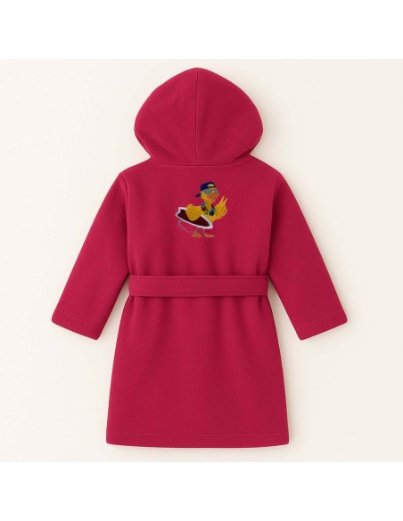 Peignoir brodé enfant personnalisé devant et  motif Canard 4 au dos