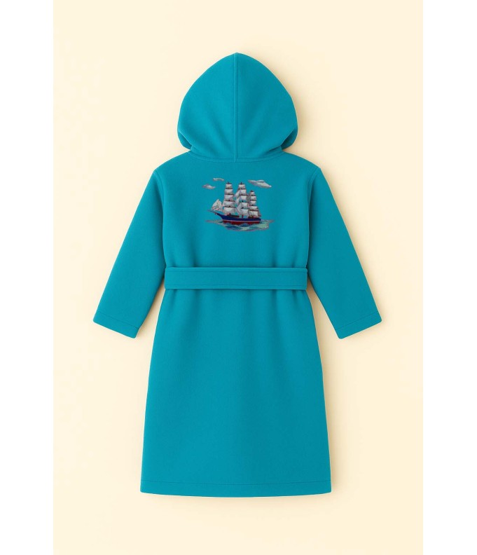 Peignoir brodé enfant personnalisé devant et...