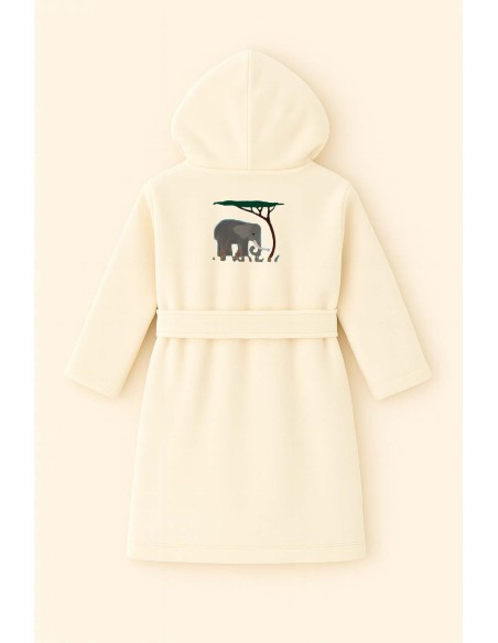 Peignoir brodé enfant personnalisé devant et  motif Elephant 4 au dos