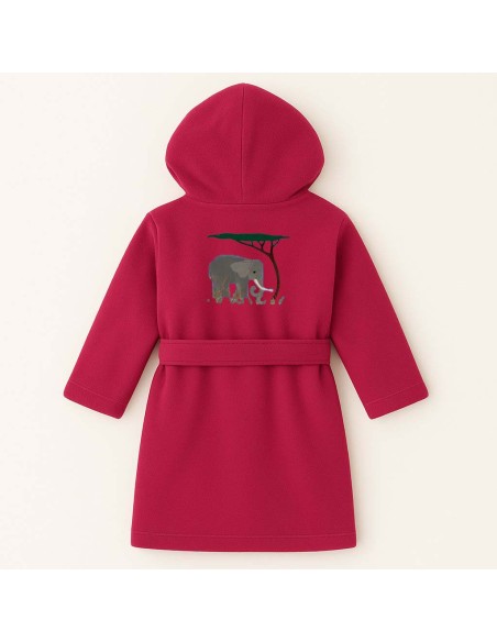 Peignoir brodé enfant personnalisé devant et  motif Elephant 4 au dos