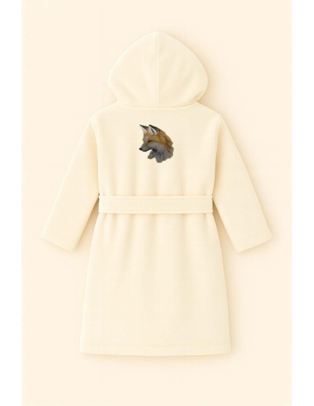 Peignoir brodé enfant personnalisé devant et  motif Renard au dos