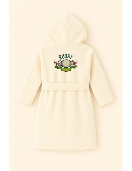 Peignoir enfant rugby personnalisé devant et  motif Rugby 4 au dos