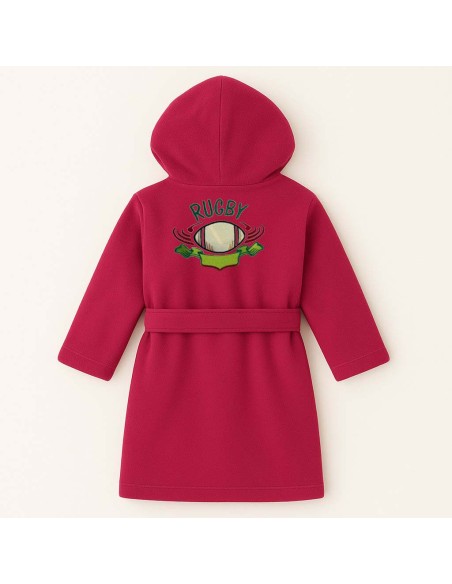 Peignoir enfant rugby personnalisé devant et  motif Rugby 4 au dos