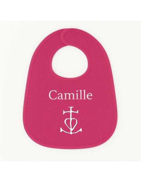Bavoir personnalisé avec motif croix camarguaise