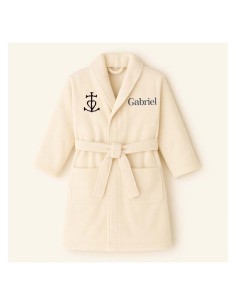 Peignoir brodé enfant personnalisé devant et  motif Croix...
