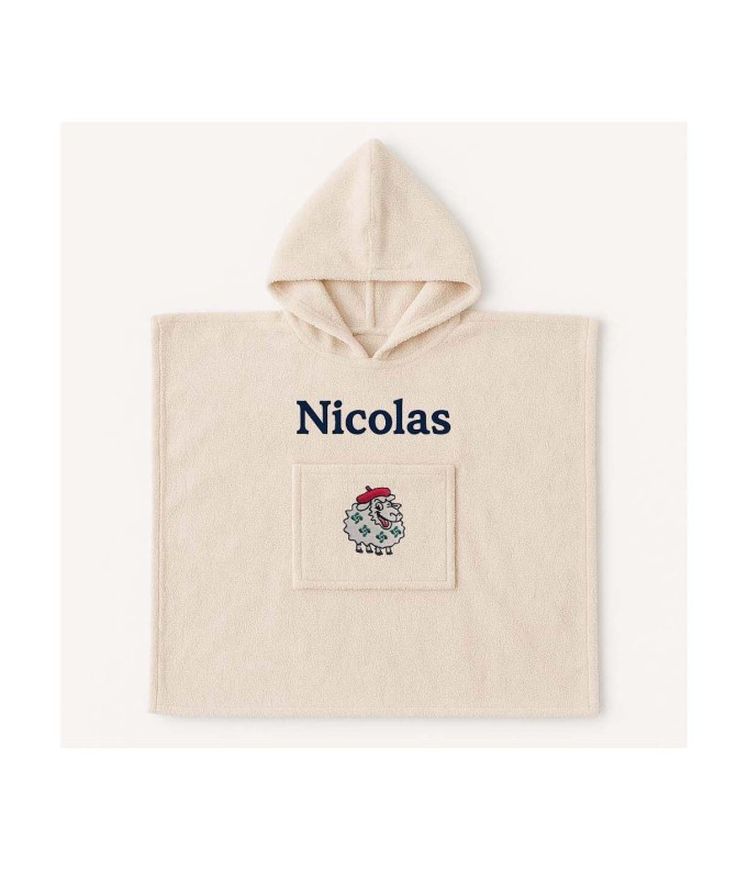Poncho personnalisé avec motif mouton Basque